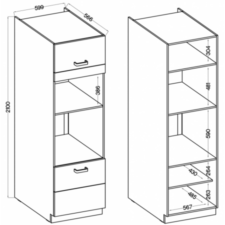 Zabudowa piekarnika i mikrofalówki 60 cm AVIO lamel 60 DPM-215 2F regulowane nogi